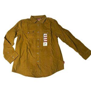NWT Wrangler Corduroy Button Shirt Boys XL (14-16), Husky Cowboy Mustard Casual